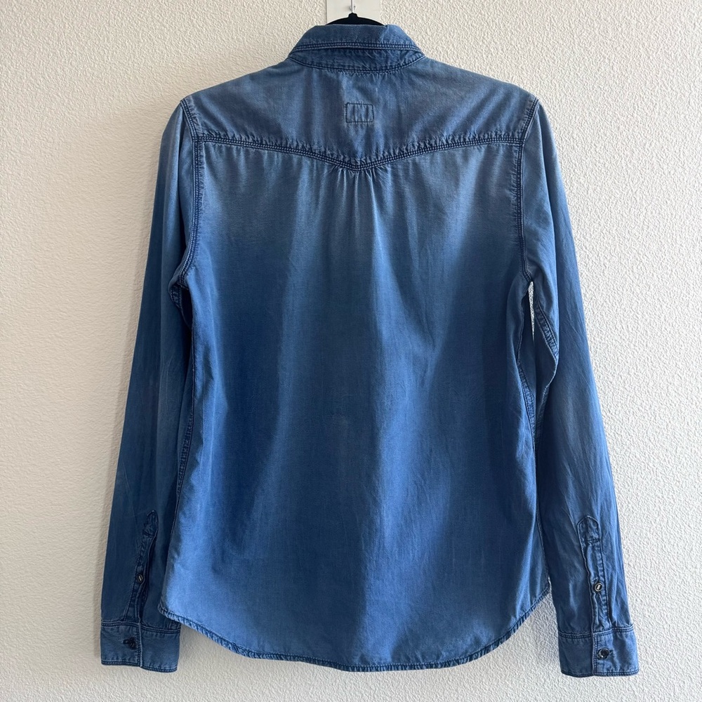 Scotch & Soda Maison Scotch Blue Denim Button Down Shirt Cotton Minimal Casual - Picture 3 of 13